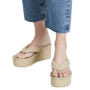 Veronica Beard Geno tan suede platform sandals thong excellent Size 5